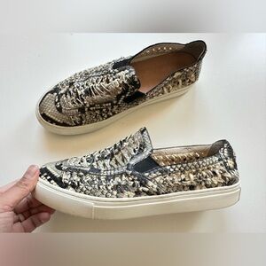 Tory Burch Snakeskin Embossed Leather Huarache Slip-On Sneaker Shoes Size 9.5